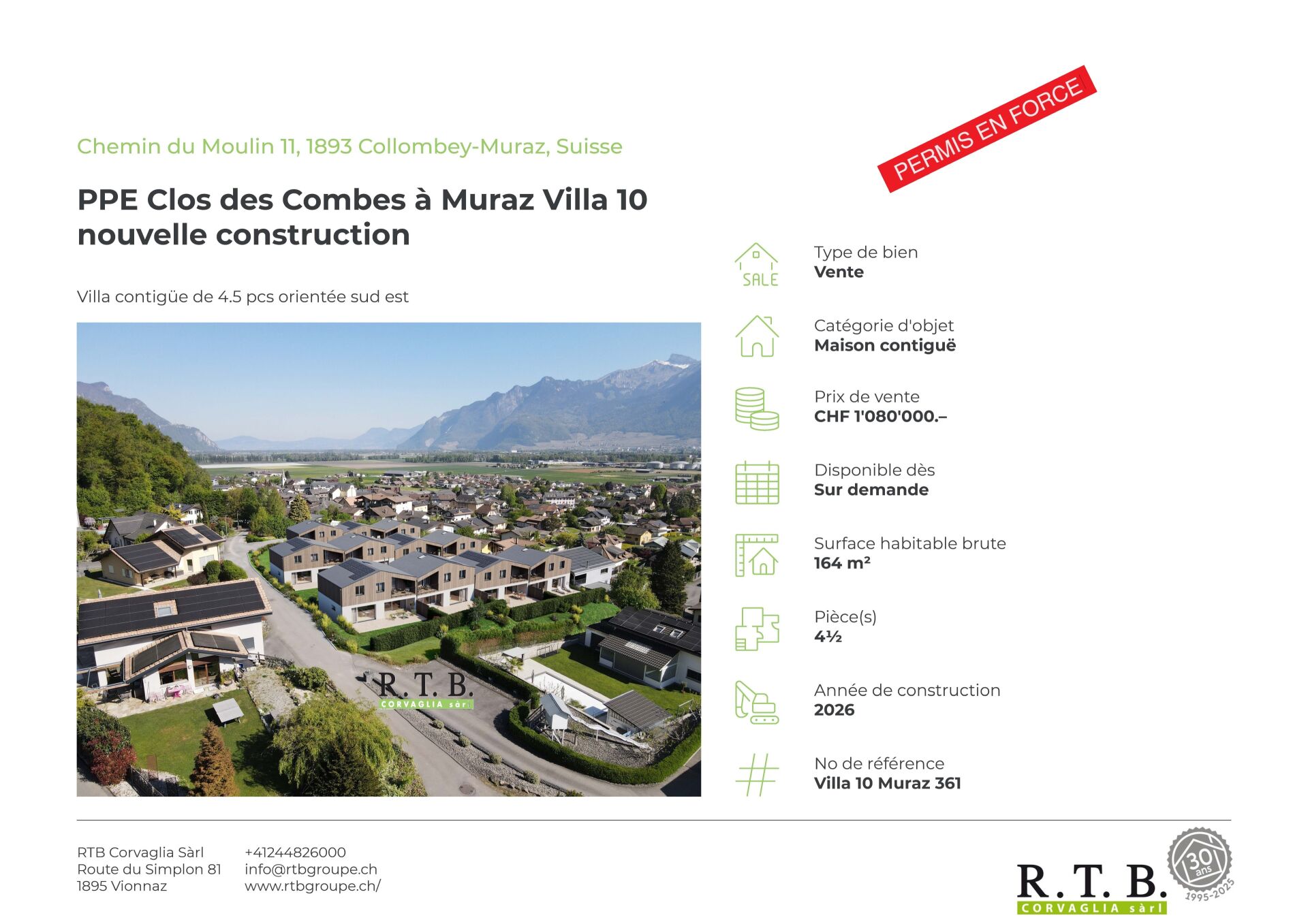 b9b4cb0553de02d5513f3df4e1080b46 PPE Clos des Combes à (1893 Muraz) Monthey/VS Villa 10 nouvelle construction